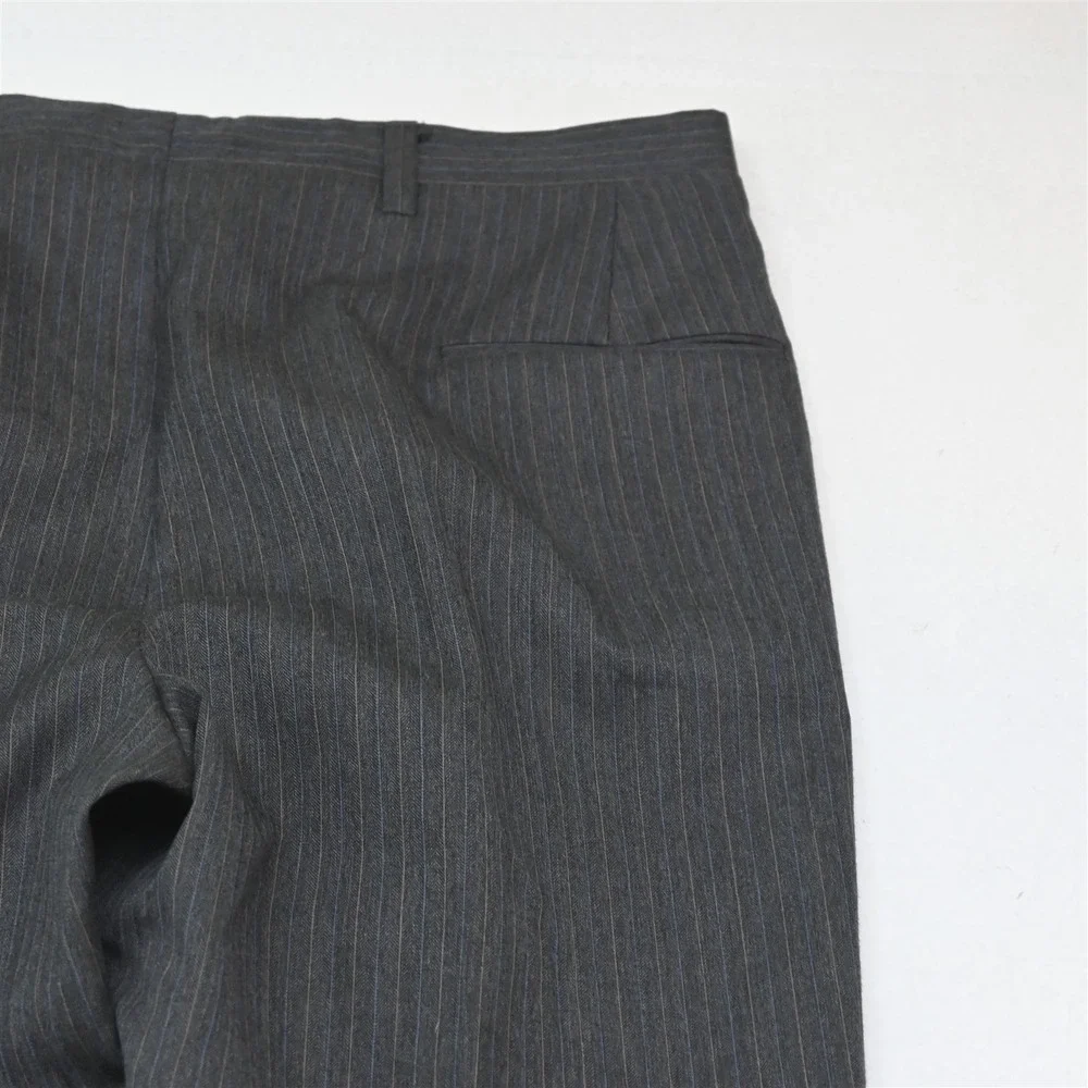 Vtg USA Made 38L 34x34 Taupe Brown Gray Striped Wool Bootcut Mens Suit